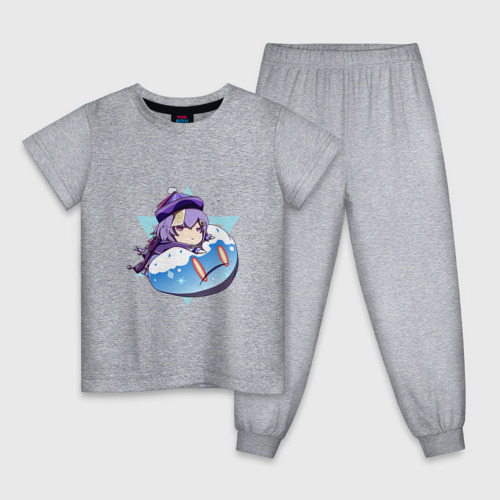 Детская пижама хлопок с принтом Ци Ци и ручной слайм, вид спереди #2
