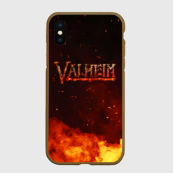 Чехол для iPhone XS Max матовый Valheim   огненный   лого