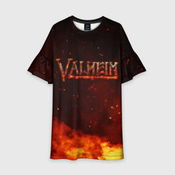 Детское платье 3D Valheim   огненный   лого