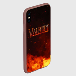 Чехол для iPhone XS Max матовый Valheim   огненный   лого - фото 2