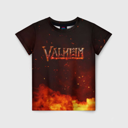 Детская футболка 3D Valheim   огненный   лого