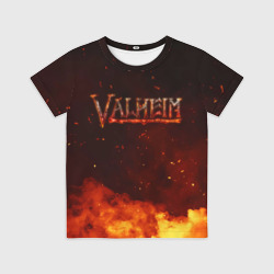 Детская футболка 3D Valheim   огненный   лого