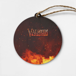 Деревянная игрушка круг Valheim   огненный   лого