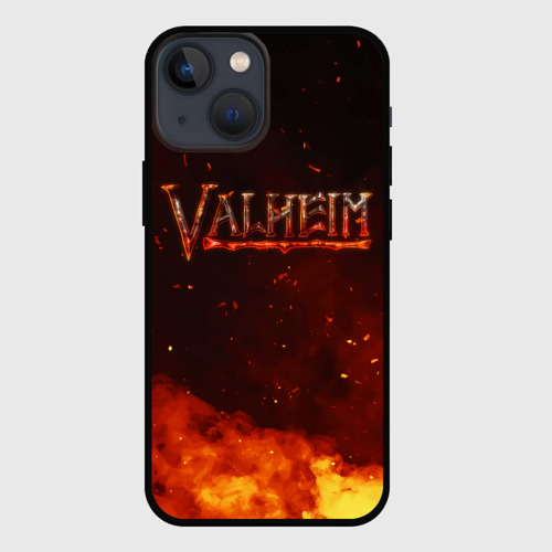 Чехол для iPhone 13 mini Valheim   огненный   лого