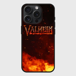 Чехол силиконовый для Apple iPhone 15 Pro матовый Valheim   огненный   лого