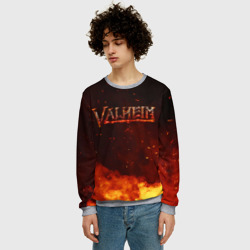Мужской свитшот 3D Valheim   огненный   лого - фото 2