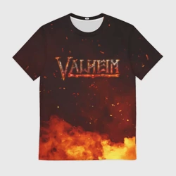 Мужская футболка 3D Valheim   огненный   лого