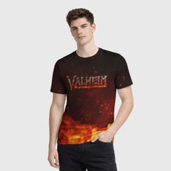 Мужская футболка 3D Valheim   огненный   лого - фото 2