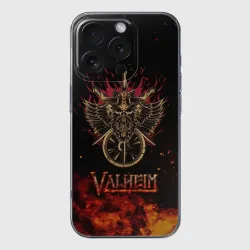 Чехол для iPhone 16 Pro силиконовый с защитой камеры Valheim символ черепа