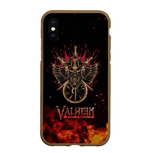 Чехол для iPhone XS Max матовый Valheim символ черепа, цвет коричневый