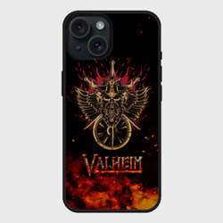 Чехол силиконовый для Apple iPhone 15 матовый Valheim символ черепа