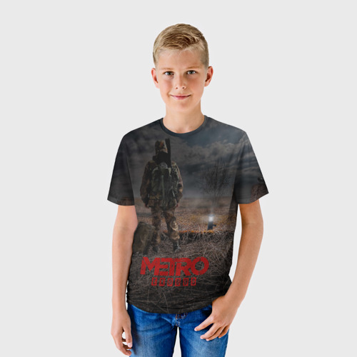 Детская футболка 3D с принтом Metro одинокий сталкер, фото на моделе #1