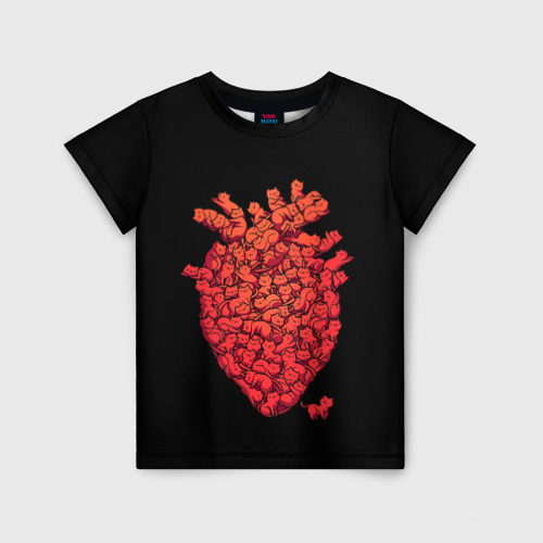 Детская футболка 3D с принтом Сердце Из Котиков, вид спереди #2
