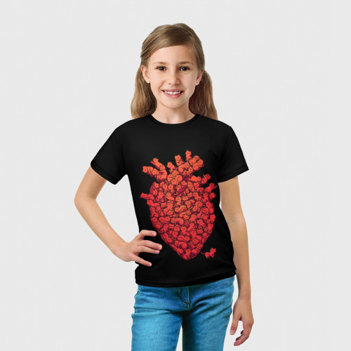 Детская футболка 3D с принтом Сердце Из Котиков, вид сбоку #3