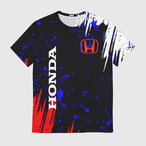 Мужская футболка 3D с принтом Honda, вид спереди #2