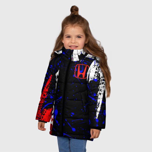 Зимняя куртка для девочек 3D Honda, цвет черный - фото 3