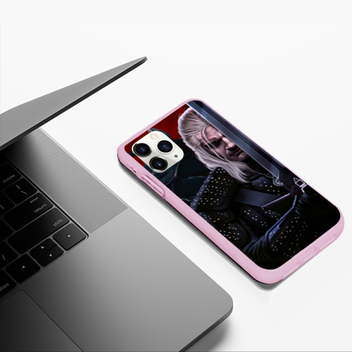 Чехол для iPhone 11 Pro Max матовый Ведьмак Геральт, цвет розовый - фото 5