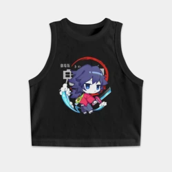 Женская укороченная майка-топ хлопок Гию Томиока Kimetsu no Yaiba