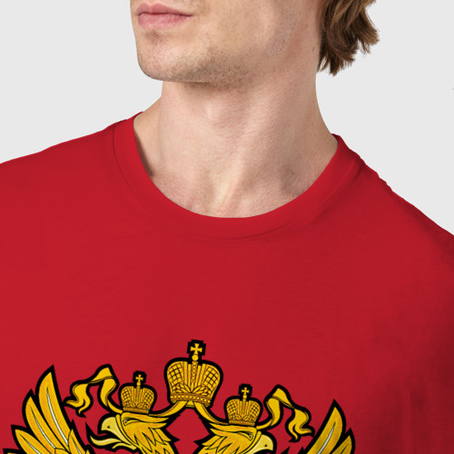 Мужская футболка хлопок Хоккей. Вперед Россия, цвет красный - фото 6