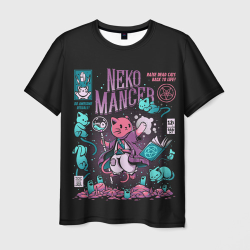 Мужская футболка с принтом Cat Necromancer, вид спереди №1
