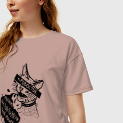 Женская футболка хлопок Oversize Кровосток Покажи как подстрижена твоя мышка - фото 2