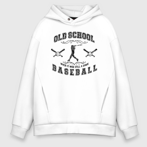 Мужское худи Oversize хлопок OLD SCHOOL BASEBALL, цвет белый