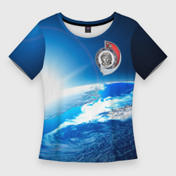 Женская футболка 3D Slim Юрий Гагарин Планета Земля