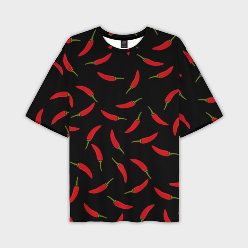 Мужская футболка оверсайз с принтом Chili peppers, вид спереди №1