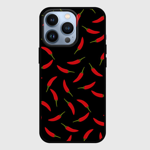 Чехол для iPhone 13 Pro Chili peppers, цвет черный