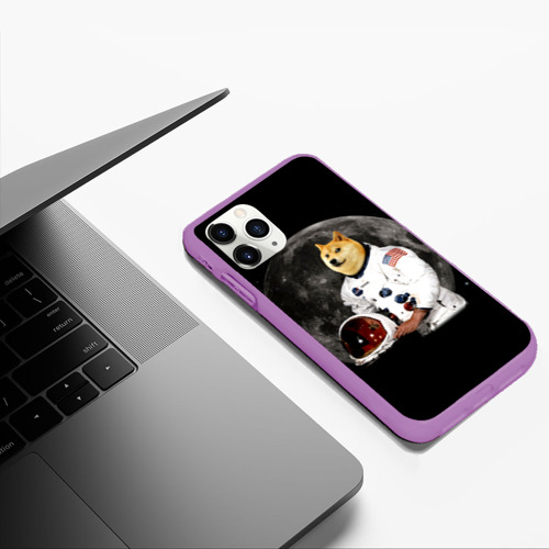 Чехол для iPhone 11 Pro Max матовый с принтом Доги Космонавт, фото #5
