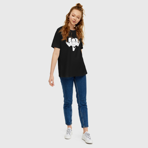 Женская футболка хлопок Oversize Кровосток Рэп группа, цвет черный - фото 5