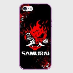 Чехол для iPhone 5/5S матовый Cyberpunk 2077: самурай