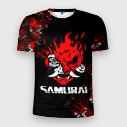 Мужская футболка 3D Slim Cyberpunk 2077: самурай