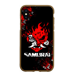 Чехол для iPhone XS Max матовый Cyberpunk 2077: самурай