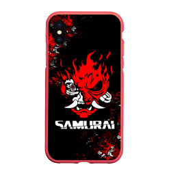 Чехол для iPhone XS Max матовый Cyberpunk 2077: самурай