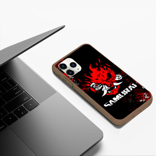 Чехол для iPhone 11 Pro Max матовый Cyberpunk 2077: самурай, цвет коричневый - фото 5