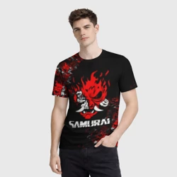 Мужская футболка 3D Cyberpunk 2077: самурай - фото 2
