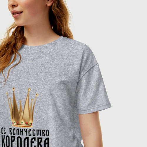 Женская футболка хлопок Oversize Корона, ее величество королева, цвет меланж - фото 3