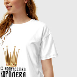 Женская футболка хлопок Oversize Корона, ее величество королева - фото 2