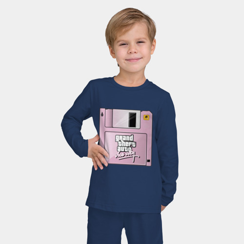 Детская пижама с лонгсливом хлопок Дискета GTA , цвет темно-синий - фото 3