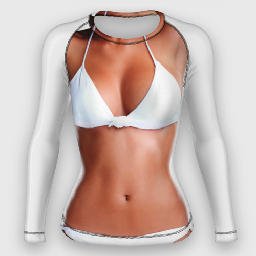 Женский рашгард 3D с принтом Perfect body, вид спереди #2
