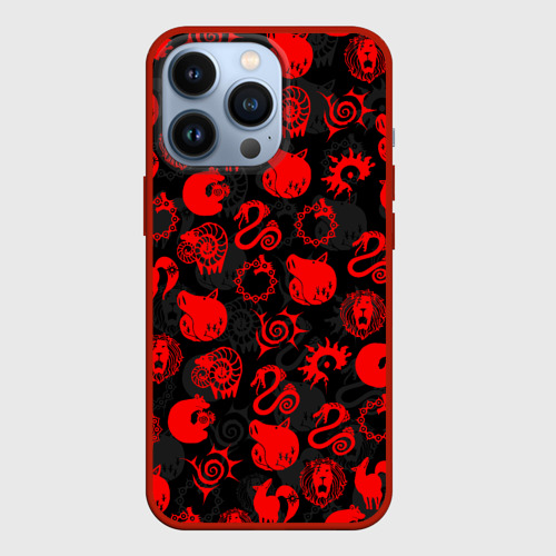 Чехол для iPhone 13 Pro Символы грехов 7 deadly sins, цвет красный