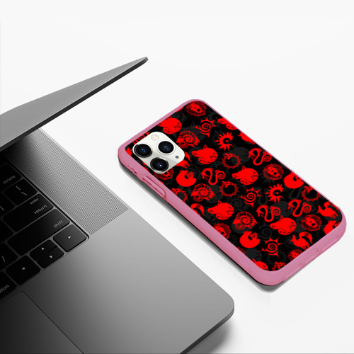 Чехол для iPhone 11 Pro Max матовый Символы грехов 7 deadly sins, цвет малиновый - фото 5