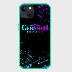 Genshin Impact neon logo – Чехол для iPhone 14 Plus с принтом купить