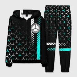 Мужской костюм 3D Мерседес aqua black gradient