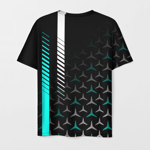 Мужская футболка 3D Мерседес aqua black gradient, цвет 3D печать - фото 2