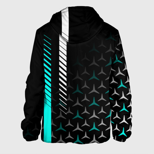 Мужская куртка 3D Мерседес aqua black gradient, цвет 3D печать - фото 2