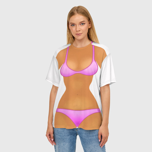Женская футболка oversize 3D Tanned body, цвет 3D печать - фото 3