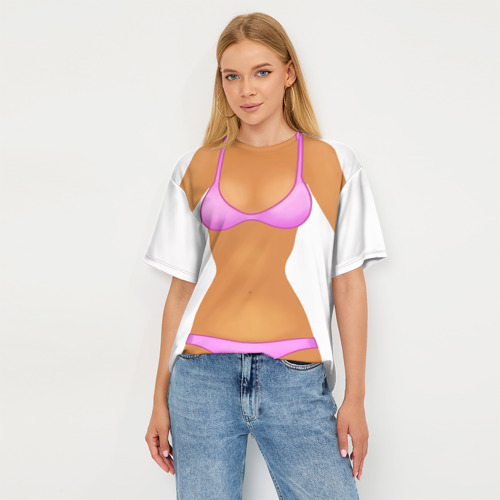 Женская футболка oversize 3D Tanned body, цвет 3D печать - фото 5