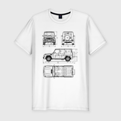Мужская футболка хлопок Slim Mercedes-Benz g-class схема